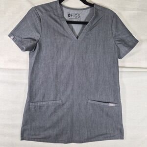 FIGS Technical Collection Women's XXS Gray V-Neck Scrub Top Medical Uniform